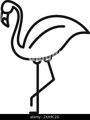 Einfache Illustration eines Flamingos, der auf einem Bein steht und seinen langen Hals und seinen geschwungenen Schnabel zeigt Stock Vektor