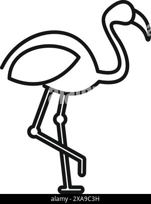 Einfache Strichgrafik-Ikone eines Flamingos, der auf einem Bein steht Stock Vektor