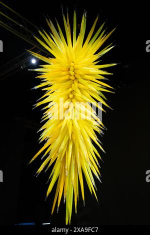 Biltmore Estate, Ashvellie, North Carolina, USA - die Chihuly-Ausstellung ist eines der Höhepunkte des Biltmore Estate in diesem Jahr. Einzigartige Kreationen. Stockfoto