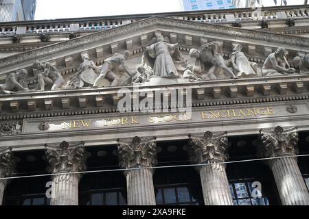 Die New York Stock Exchange (NYSE) am 4. Juni 2024 in New York City. Stockfoto