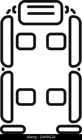 Einfaches Symbol für einen Zugwagen mit zueinander gerichteten Sitzen Stock Vektor