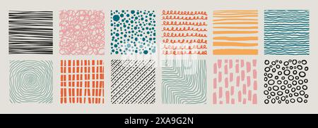 Satz handgezeichneter quadratischer abstrakter Formen. Trendige Vektor-Illustration Stock Vektor