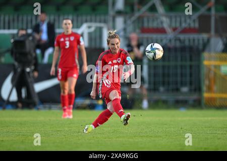 POSEN, POLEN - 4. JUNI 2024: Walisische Jess Fishlock beim Qualifikationsspiel der UEFA Women’s Euro 2025 in der Liga B zwischen ukrainischen Frauen und walisischen Frauen im Stadion Miejski W Grodzisku in Polen am 4. Juni 2024. (Bild von Ashley Crowden/FAW) Stockfoto