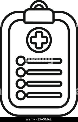 Einfaches Clipboard-Symbol, das eine medizinische Checkliste darstellt, die ausgefüllt wird Stock Vektor