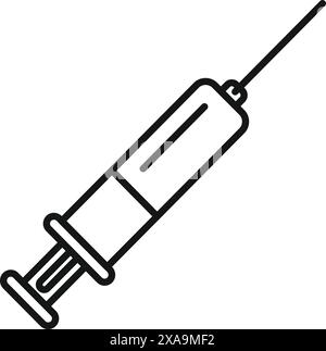 Einfache, fettgedruckte Umrisse, die eine Spritze darstellt, nützlich für die Darstellung von Injektionen, Impfstoffen und medizinischen Verfahren Stock Vektor