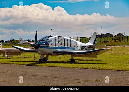 Ein Robin DR400/180 Régent parkte während des Kent Strut-Flugs nach Manston, Kent Stockfoto