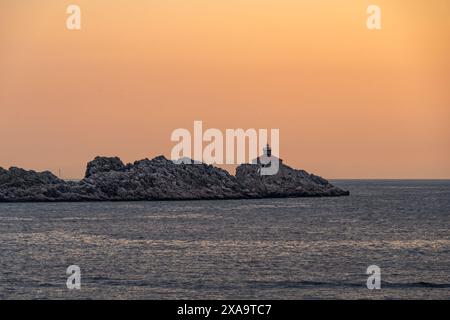 Der wunderschöne Sonnenuntergang über Lapad, Dubrovnik, Kroatien Stockfoto