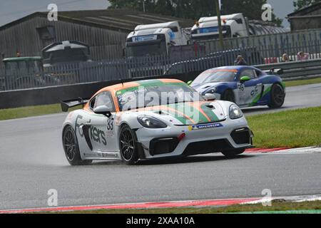 Reece Somerfield, Breakell Racing, Porsche 718 Cayman GT4 RS Clubsport, Porsche Sprint Challenge Großbritannien 2024, eine einzige Markenserie mit allen D Stockfoto