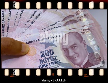 Die 200 Türkischen Lira-Banknoten. Die Eleganz der türkischen Währung Stockfoto