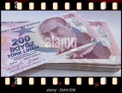 Die 200 Türkischen Lira-Banknoten. Die Eleganz der türkischen Währung Stockfoto