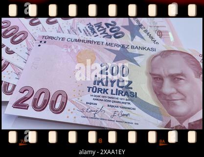 Die 200 Türkischen Lira-Banknoten. Die Eleganz der türkischen Währung Stockfoto