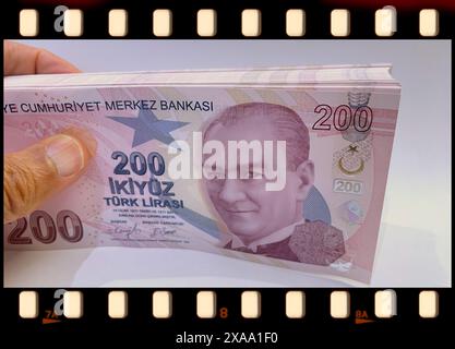 Die 200 Türkischen Lira-Banknoten. Die Eleganz der türkischen Währung Stockfoto