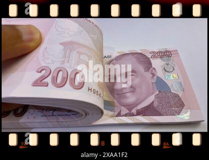 Die 200 Türkischen Lira-Banknoten. Die Eleganz der türkischen Währung Stockfoto