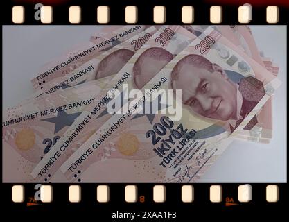 Die 200 Türkischen Lira-Banknoten. Die Eleganz der türkischen Währung Stockfoto