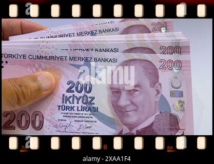 Die 200 Türkischen Lira-Banknoten. Die Eleganz der türkischen Währung Stockfoto