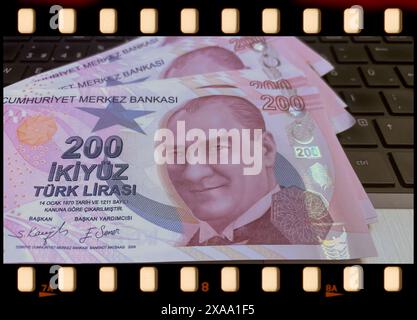 Die 200 Türkischen Lira-Banknoten. Die Eleganz der türkischen Währung Stockfoto