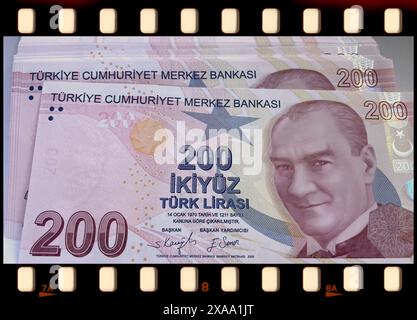 Die 200 Türkischen Lira-Banknoten. Die Eleganz der türkischen Währung Stockfoto