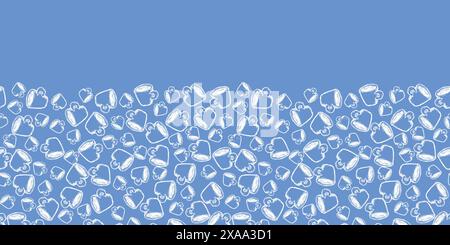 Vektor Hand gezeichnet skizzierte Kaffeetassen verstreut horizontales Muster. Geeignet für Frühstück, Restaurant oder Café-Menü-Design. Stock Vektor