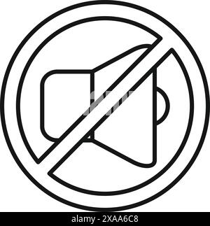 Vektorabbildung eines stummgeschalteten Lautsprechersymbols, das auf Stille oder keine Audioausgabe hinweist Stock Vektor