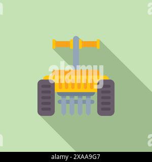 Vereinfachtes Bild eines gelben Traktors in flacher Ausführung mit Schatten, geeignet für landwirtschaftliche Grafiken Stock Vektor