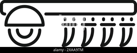 Vektor-Illustration eines Strichkunstsymbols, das einen Fleischhakenständer darstellt, der in Metzgereien üblich ist Stock Vektor