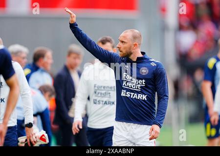 Kopenhagen, Dänemark. Juni 2024. Denmarks Christain Eriksen vor einem internationalen Freundschaftsspiel zwischen Dänemark und Schweden in Parken, Kopenhagen, Dänemark, Mittwoch, 5. Juni 2024 Credit: Ritzau/Alamy Live News Stockfoto