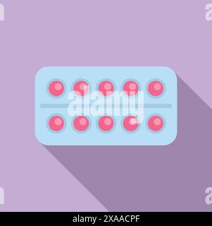 Flaches Symbol für Medikamente in Blisterpackung mit violettem Hintergrund Stock Vektor