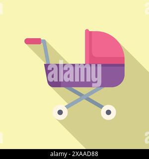 Modernes flaches Design-Symbol für Kinderwagen mit minimalistischer farbenfroher Vektorillustration für sicheren und bequemen elterlichen Lebensstil Stock Vektor