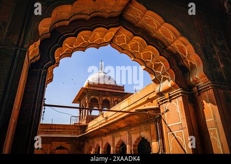 Die ikonische Jama Masjid Moschee in Neu-Delhi, Indien Stockfoto