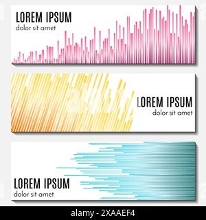 Satz farbenfroher abstrakter Kopfbanner mit Equalizern und Platz für Text. Vektorhintergründe für Webdesign. Stock Vektor