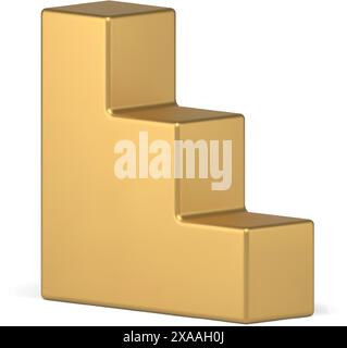 Metallisch goldene 3D Treppen Gewinner Podium Wettbewerb Steps Award Champion realistische Vektor Illustration. Erfolgstreppe für Siegeswettbewerbe Stock Vektor