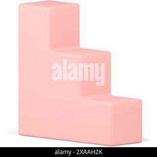 Rosa Schritte Hochglanz Treppe geometrische Form Plattform realistische Vektor-Illustration. Gewinner des Wettbewerbs setzen auf Erfolg, Wachstum und Podium Stock Vektor