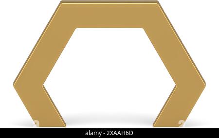 Goldene polygonale Torbogen Schaufenster Baustruktur abgewinkelter Bogen Vorderansicht realistische Vektor-Illustration. Premium Bogentür minimalistisches modernes A Stock Vektor