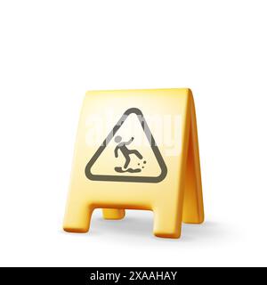 3D-Schild für nassen Boden aus Kunststoff isoliert auf weiß Stock Vektor