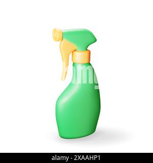 3D-Flasche mit flüssigem Reinigungsmittel, isoliert auf weiß. Stock Vektor