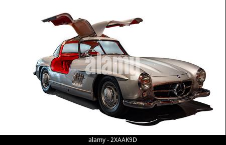 Mercedes Benz 300 SL Coupé (1955). Mercedes Benz Museum, Mercedes-Benz World in Stuttgart, Baden-Württemberg, Deutschland, Europa Stockfoto