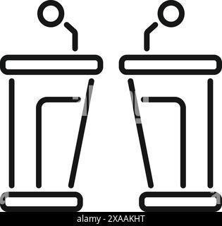 Vektorillustration von zwei einfachen Podiumsymbolen mit Mikrofonen, isoliert auf weiß Stock Vektor