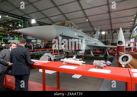 Eurofighter, ILA 2024, Internationale Luft- und Raumfahrtausstellung Berlin, Schönefeld, Brandenburg, Deutschland Stockfoto