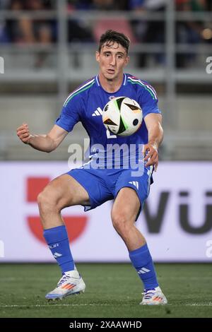 Bologna, Italien. Juni 2024. Italiens Andrea Cambiaso in Aktion während der Freundschaftsspiele 2024 zwischen Italien und Turkiye im Renato Dall'Ara Stadion - Sport, Fußball - Bologna, Italien - Dienstag, 4. Juni 2024 (Foto: Massimo Paolone/LaPresse) Credit: LaPresse/Alamy Live News Stockfoto