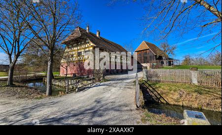 Historische Bauernhäuser im Fränkischen Freilichtmuseum Bad Windsheim, Bayern, Deutschland, Europa Stockfoto