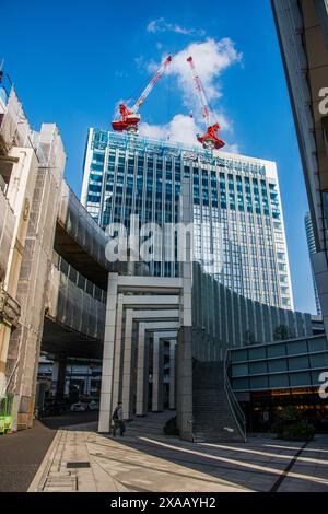 Baustelle auf einem Wolkenkratzer, Roppongi Hills, Tokio, Honshu, Japan, Asien Stockfoto