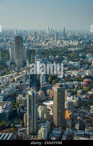 Blick über Tokio von den Roppongi Hills, Tokio, Honshu, Japan, Asien Stockfoto