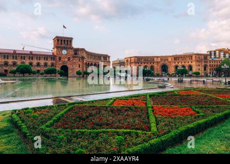 Platz der Republik und der Regierungspalast in Jerewan, Armenien (Hayastan), Kaukasus, Zentralasien, Asien Stockfoto