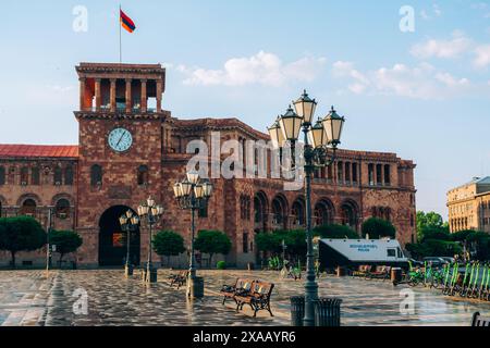 Platz der Republik und der Regierungspalast in Jerewan, Armenien (Hayastan), Kaukasus, Zentralasien, Asien Stockfoto