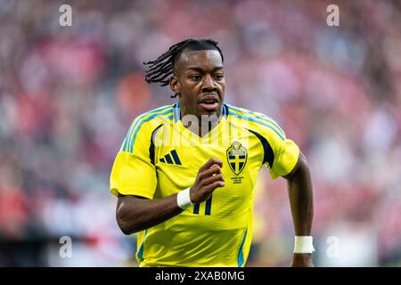 Kopenhagen, Dänemark. Juni 2024. Anthony Elanga (11) aus Schweden, der während des Fußballspiels zwischen Dänemark und Schweden in Parken in Kopenhagen gesehen wurde. (Foto: Gonzales Photo/Alamy Live News Stockfoto