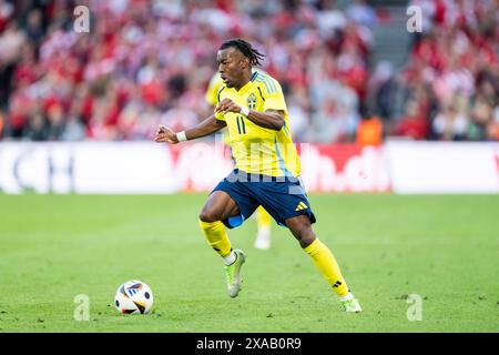 Kopenhagen, Dänemark. Juni 2024. Anthony Elanga (11) aus Schweden, der während des Fußballspiels zwischen Dänemark und Schweden in Parken in Kopenhagen gesehen wurde. (Foto: Gonzales Photo/Alamy Live News Stockfoto
