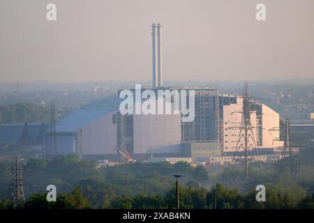 Bau der neuen Enfinium Energy from Waste Facility in Skelton Grange in Leeds, West Yorkshire, UK Stockfoto