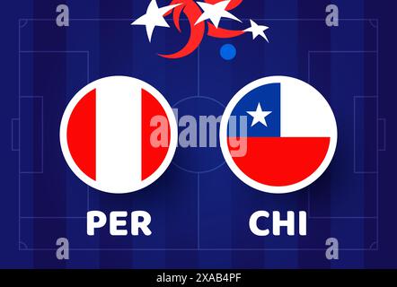 peru vs chile Football america 2024 Spiel vs. 2024 Gruppenphase Meisterschaftsspiel gegen Teams Intro Sport Hintergrund. Stock Vektor