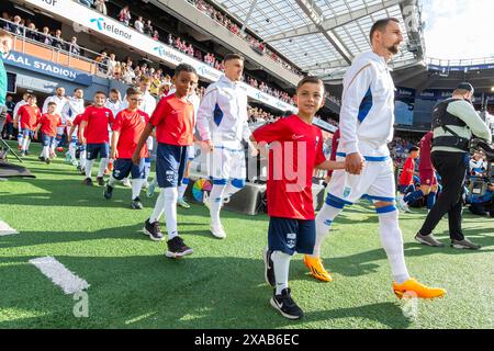 Oslo, Norwegen 05. Juni 2024 Kosovo-Mannschaft während des internationalen Fußball-Freundschaftsspiels zwischen Norwegen und Kosovo im Ullevaal Stadion in Oslo, Norwegen Stockfoto