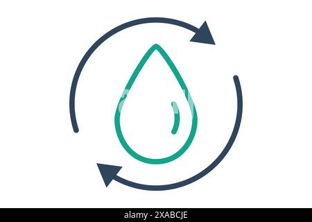 Symbol für Wasseraufbereitung. Wassertropfen mit Pfeil. Symbol für Aufreinigung. Liniensymbolstil. Vektorillustration für Wasseraufbereitungselemente Stock Vektor